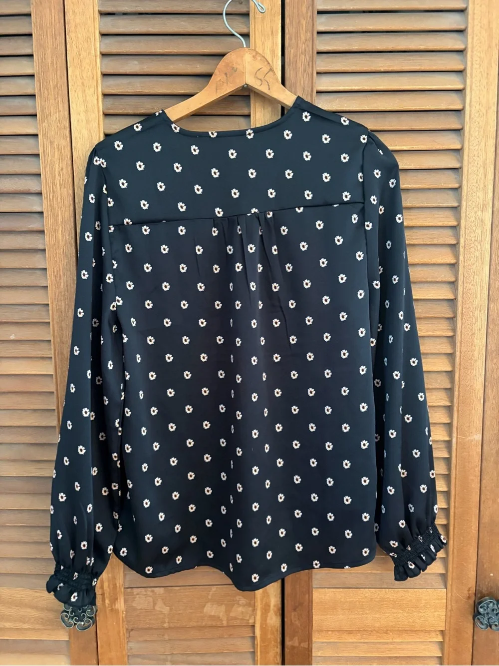 Ted Baker Black Floral-Print Long-Sleeve Blouse